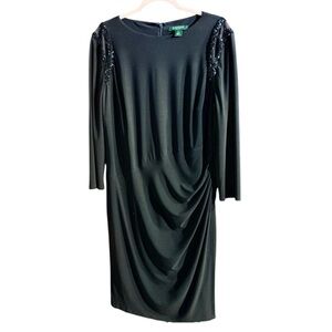 Ralph‎ Lauren Black Long Sleeve Dress Sz 16